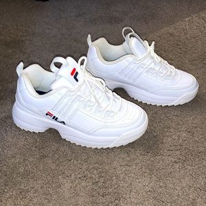 White Fila Disruptors. Size 7 1/2.